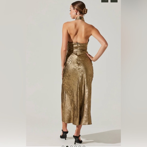 Astr Gold One Shoulder Dress NWOT - Picture 2 of 6